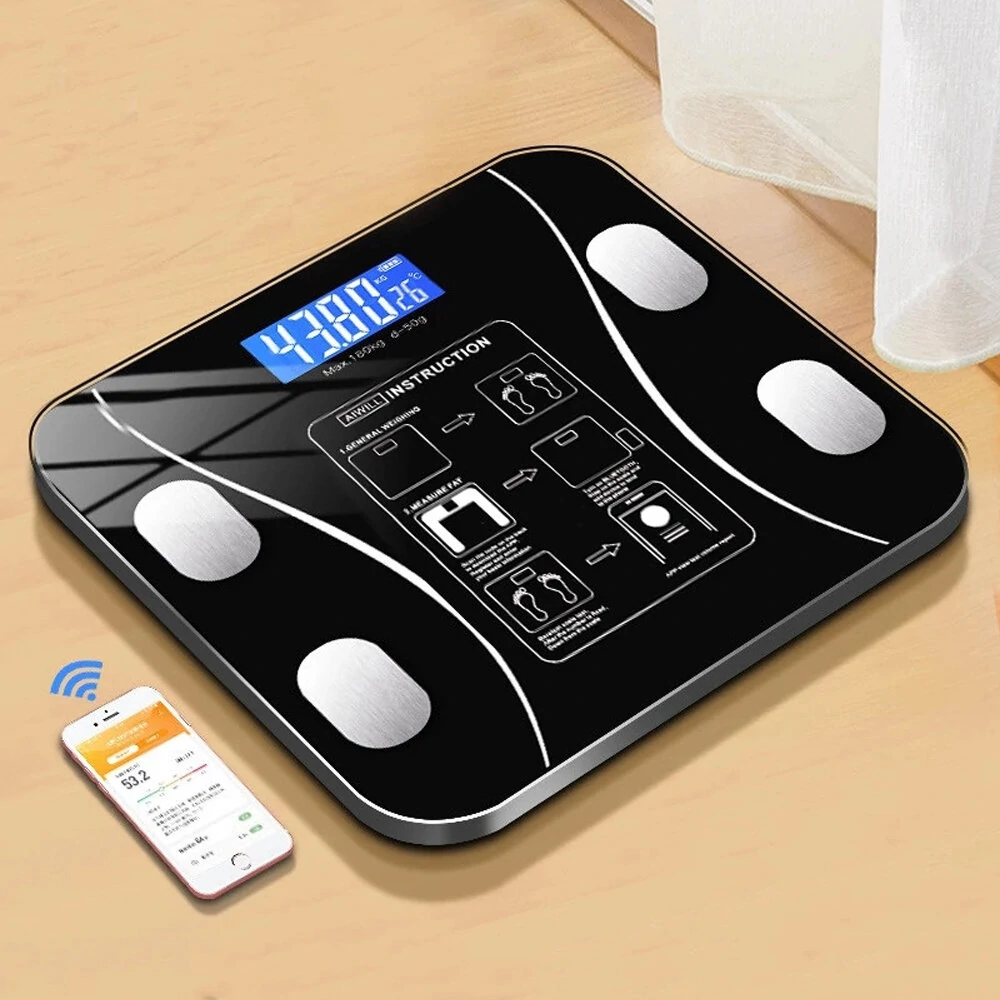 (image for) KALOAD® USB+Solar Powered Body Fat Scale BMI Scales Smart Wireless Digital Bathroom Weight Scale Body Composition Analyzer