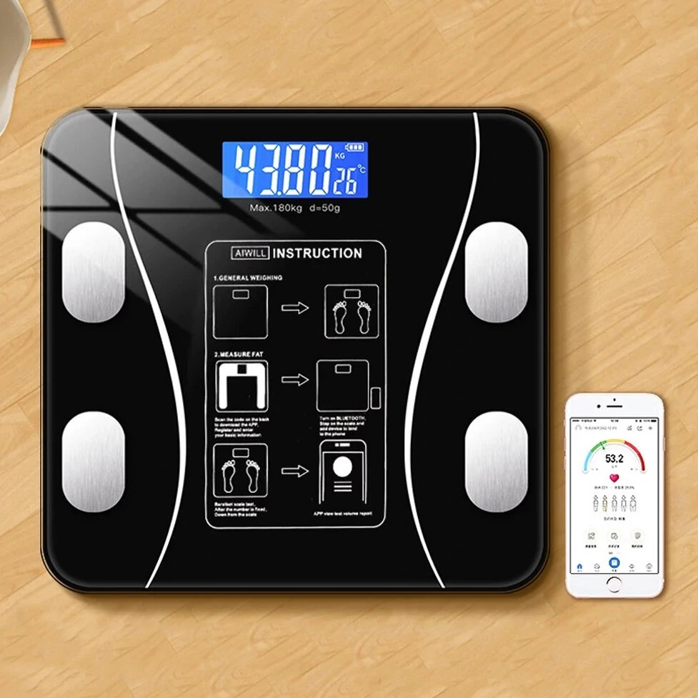 (image for) KALOAD® USB+Solar Powered Body Fat Scale BMI Scales Smart Wireless Digital Bathroom Weight Scale Body Composition Analyzer